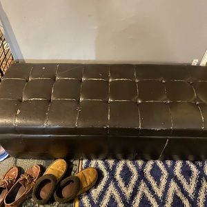 Brown leather Ottoman.